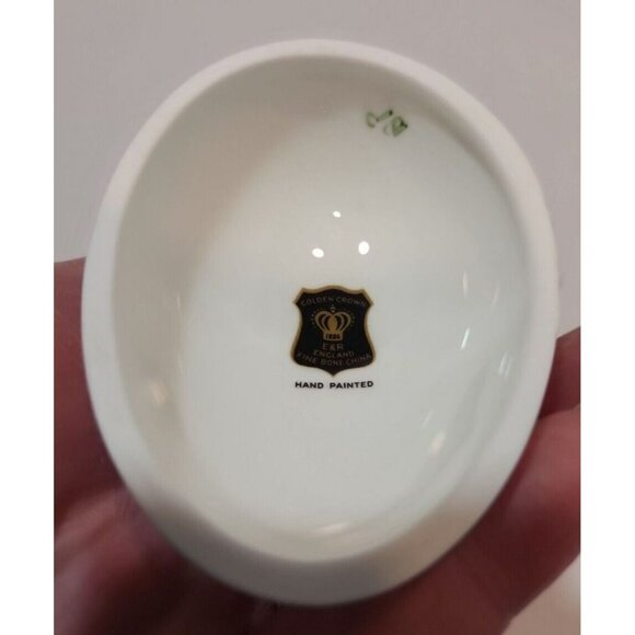 Vtg Golden Crown E&R England Fine Bone China Handpainted Egg Shaped Trinket Box - Picture 10 of 13